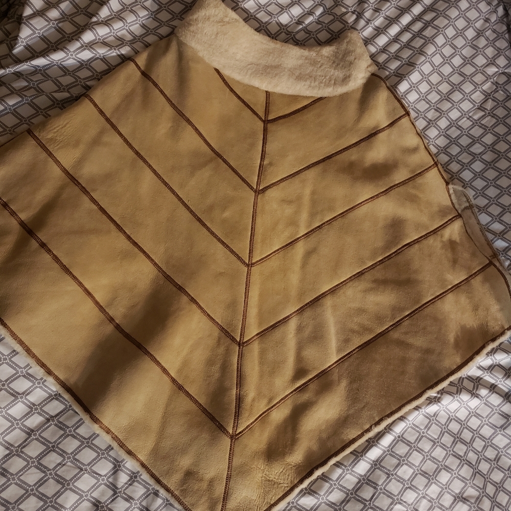 Faux suede poncho